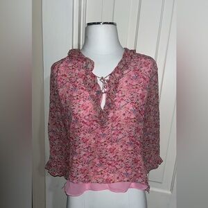 SilkLand Pink Floral Blouse